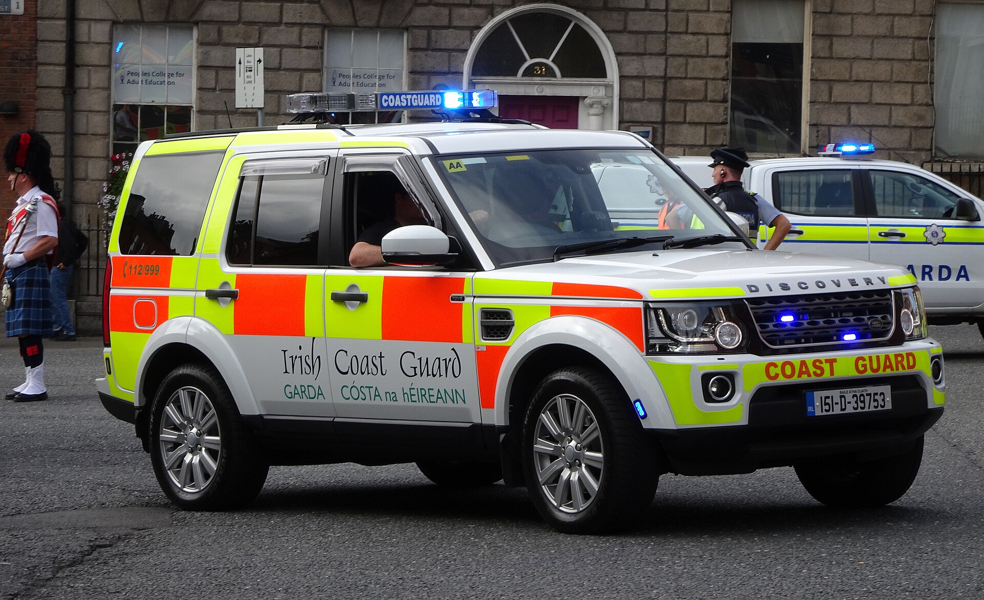 Irish Coast Guard vehicle participating in a National Services Day event.