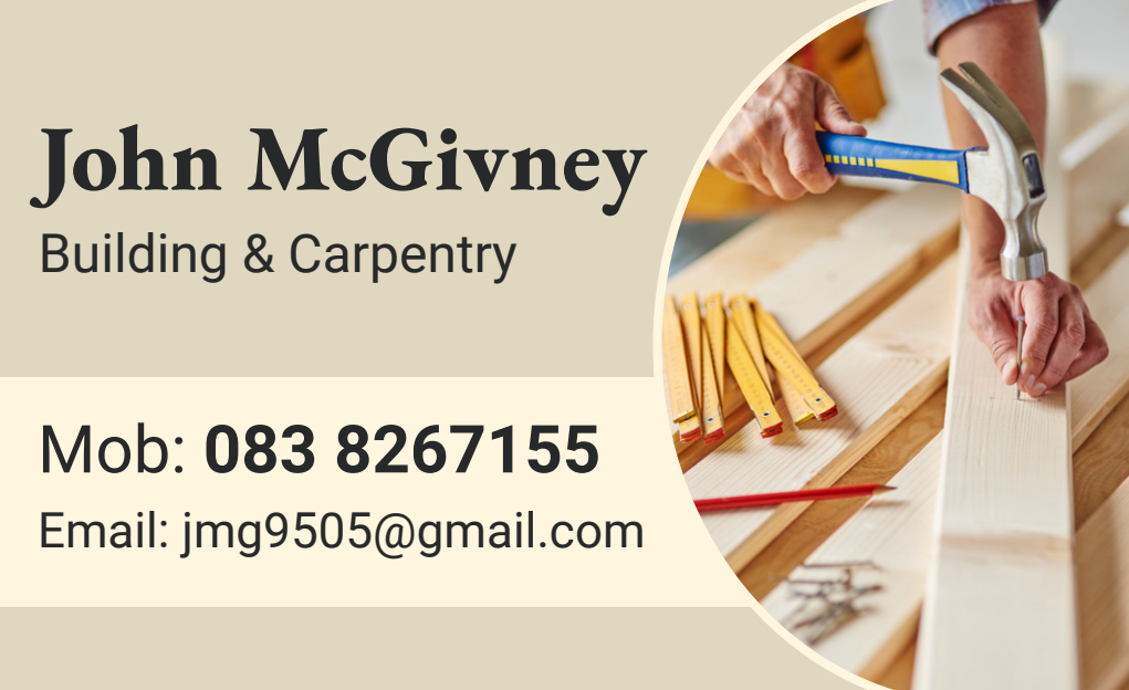 John McGivney Building & Carpentry — supplied sponsor advertisement artwork